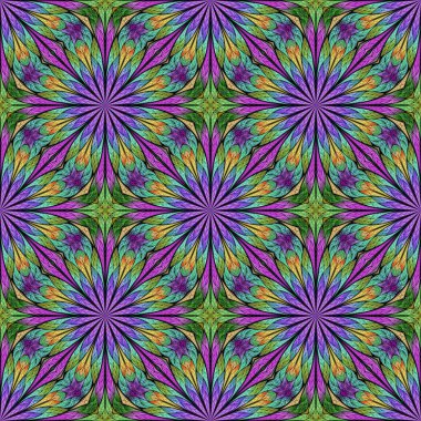 Vitray pencere stili güzel sorunsuz çiçek deseni.