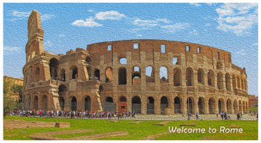 Colosseum Roma, İtalya - resim tarzında sanat, Inscriptio