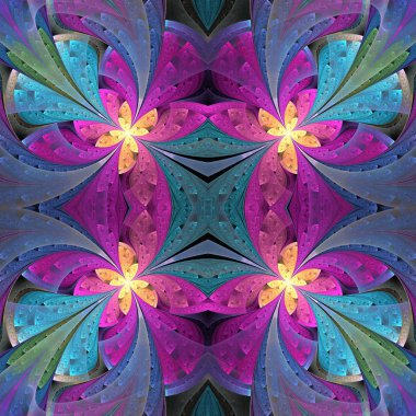 Vitray pencere stili çok renkli çiçek desenli. Sen c