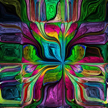 Çok renkli soyut stilize çiçek. Modern sanat. C için resim