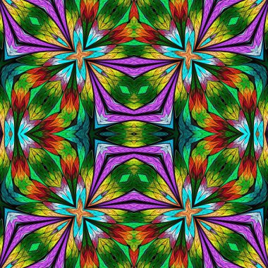 Vitray pencere stili çok renkli çiçek desenli. Sen c