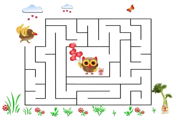 Funny maze game for Preschool Children. Illustration of logical — Stock Photo, Image