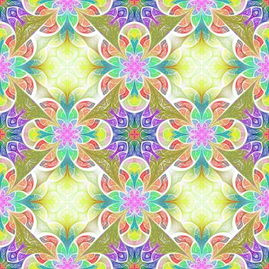 Çok renkli çiçek desen vitray pencere stili. Sen c