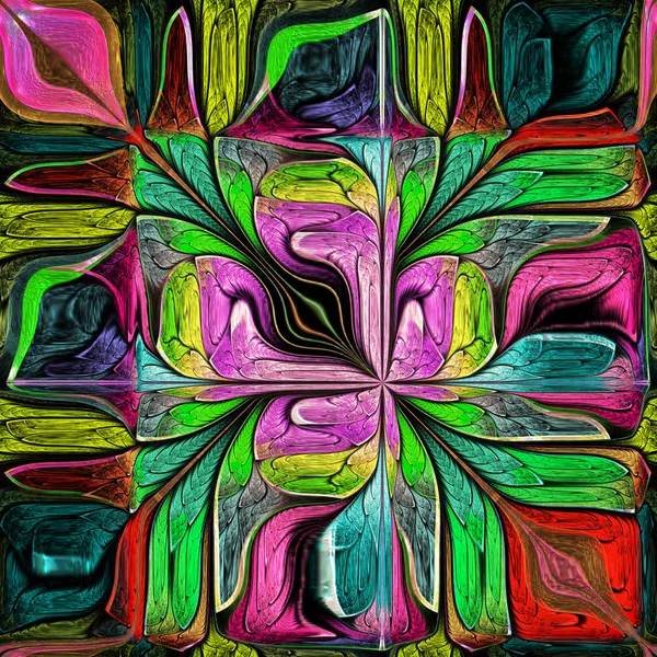 Разноцветный абстрактный стилизованный цветок. Современное искусство. Мбаппе работает на c — стоковое фото
