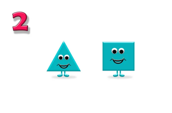 Learning to count. Illustration of shapes with a happy cartoon f — Stock Photo, Image