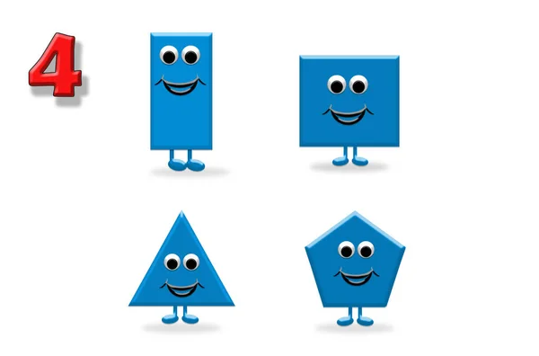 Learning to count. Illustration of shapes with a happy cartoon f — Stock Photo, Image