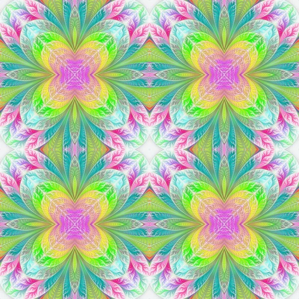 Piękne, bezszwowe kwiatki w fractal design. Grafika dla — Zdjęcie stockowe