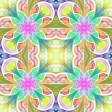 Çok renkli çiçek desen vitray pencere stili. Sen c