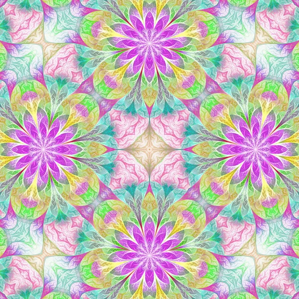 Flerfärgad blommönster i fractal design. Du kan använda det fo — Stockfoto