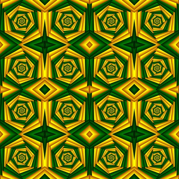 Безшовний вихровий абстрактний квітковий візерунок, жовтий, зелений. Плитка для плитки — стокове фото