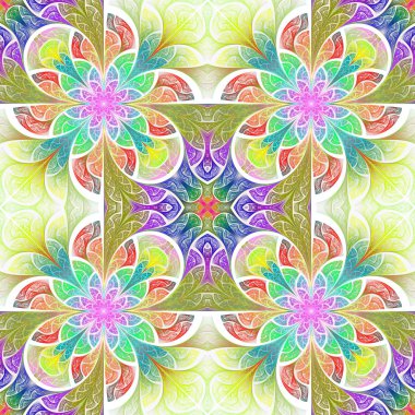 Çok renkli çiçek desen vitray pencere stili. Sen c