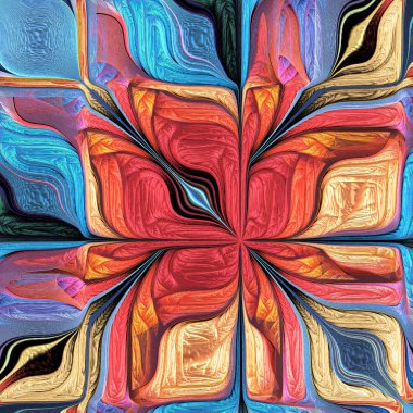 Çok renkli soyut stilize çiçek. Modern sanat. C için resim