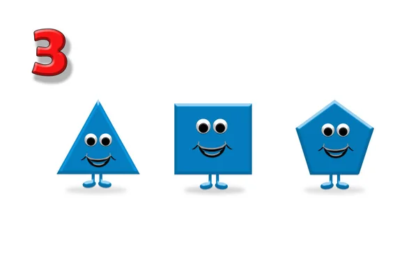 Leren tellen. Illustratie van shapes met een happy cartoon-f — Stockfoto