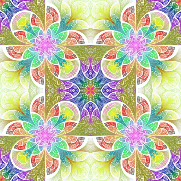 Multicolored flower pattern in stained-glass window style. You c — Stock Photo, Image