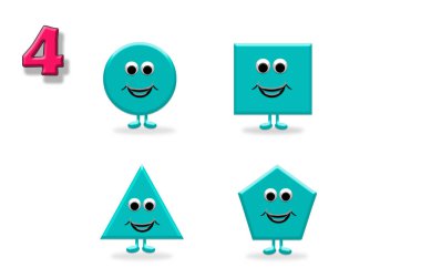 Saymak öğrenme. Mutlu karikatür f şekillerle gösterimi