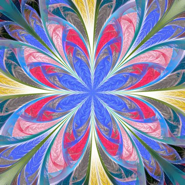 Güzel renkli fraktal çiçek. Koleksiyon - soğuk esen