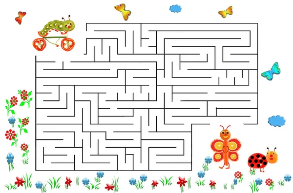 Funny maze game for Preschool Children. Illustration of logical — Stock Photo, Image