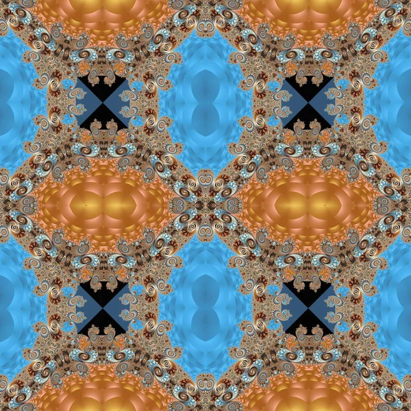 Tvåfärgad sömlösa mönster med spiral och kronblad prydnad. Du c — Stockfoto