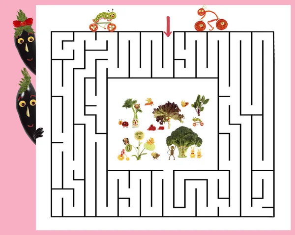 Funny maze game for Preschool Children. Illustration of logical