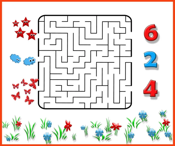 Jeu de labyrinthe drôle pour les enfants d'âge préscolaire. Illustration de logique — Photo