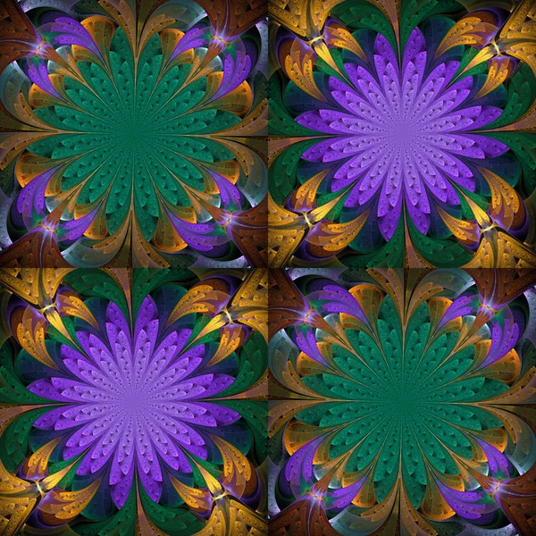 Pattern in stained-glass window style. Purple, green and beige p — Stock Photo, Image