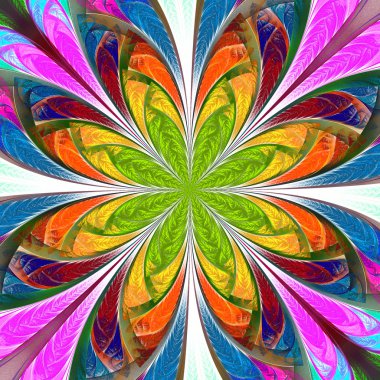 Güzel renkli fraktal çiçek. Koleksiyon - soğuk esen