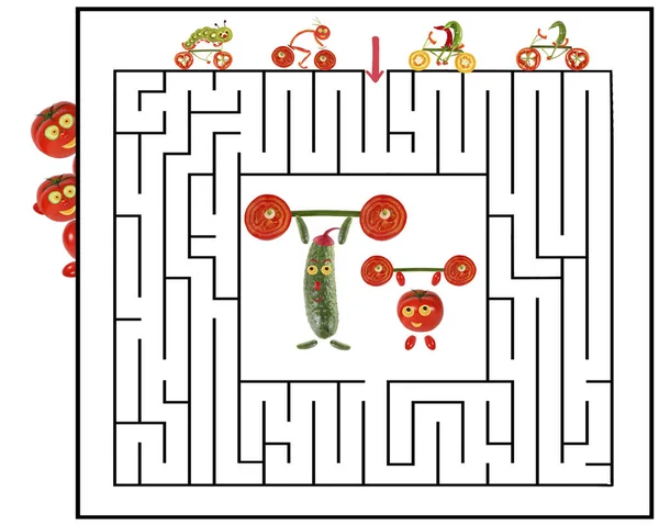 Zabawny labirynt gra dla dzieci w wieku przedszkolnym. Ilustracja logicznych — Zdjęcie stockowe