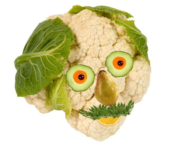 Kreatives Ernährungskonzept Lustiges Porträt Aus Gemüse Und Obst — Stockfoto