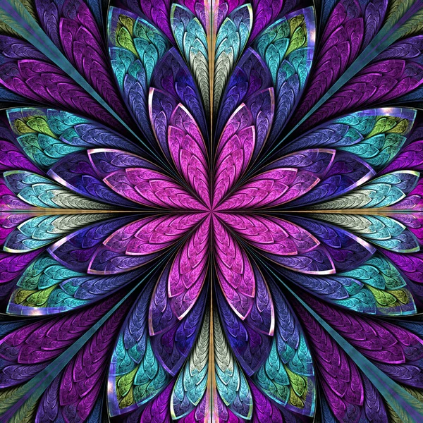 Beautiful Fractal Flower Stained Glass Window Style You Can Use — Stock Photo, Image