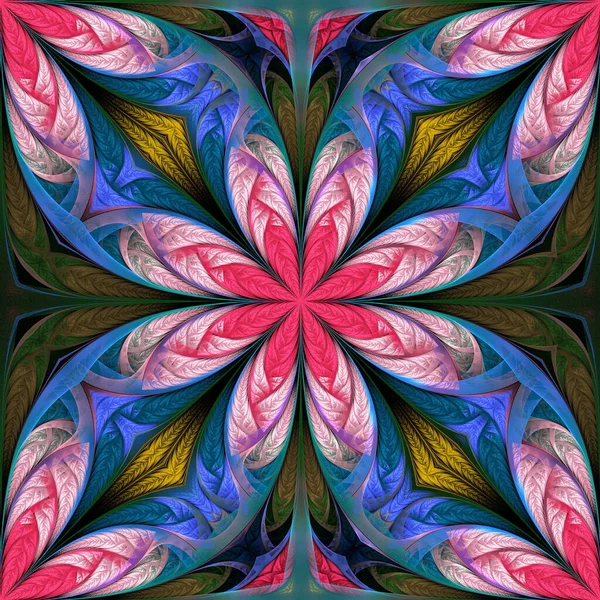 Hermoso Patrón Flores Multicolor Puede Usarlo Para Vidrieras Azulejos Mosaicos — Foto de Stock