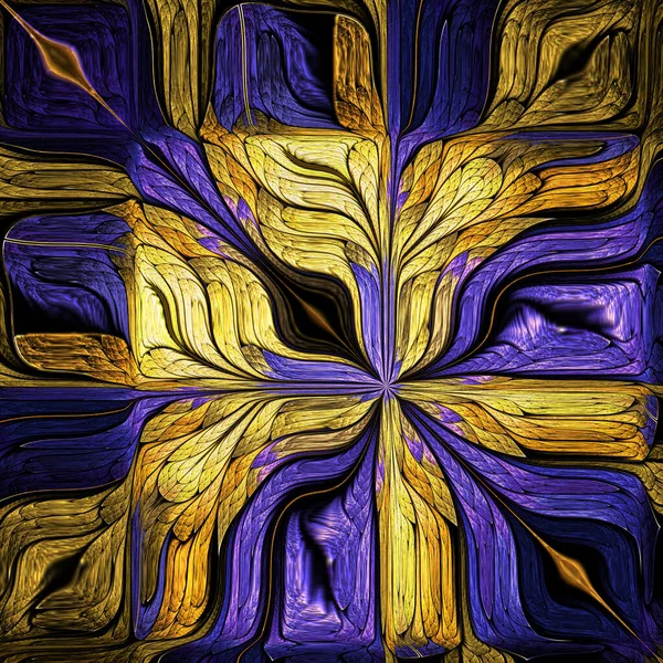 Resumen Flor Estilizada Púrpura Oro Arte Moderno Puede Usarlo Para — Foto de Stock