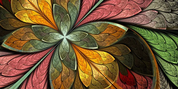 Mnohobarevná Krásná Fraktální Květina Stylu Barevného Skla Můžete Použít Pozvánky — Stock fotografie