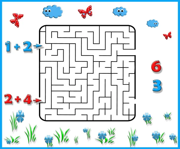 Grappig Doolhof Spel Voor Kleuters Illustratie Van Logisch Onderwijs Voor — Stockfoto