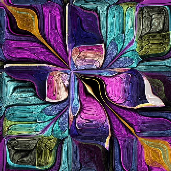 Çok renkli Soyut Şekil Çiçek. Modern sanat. Yaratıcı tasarım, sanat ve eğlence için sanat.