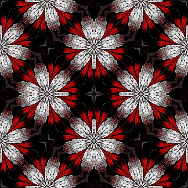 Belo Padrão Floral Estilo Vitral Branco Vermelho Você Pode Usá — Fotografia de Stock