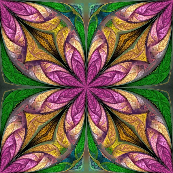 Belo Padrão Flores Multicoloridas Você Pode Usá Para Vitrais Azulejo — Fotografia de Stock