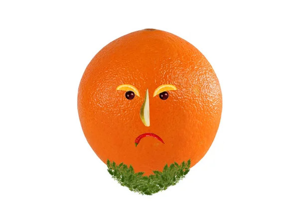 Concepto Comida Creativa Retrato Divertido Hecho Naranja Verduras Frutas —  Fotos de Stock