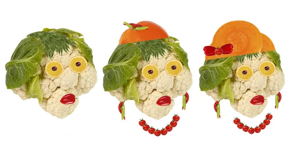 Ensemble Créatif Concept Alimentaire Quelques Portraits Drôles Légumes Fruits — Photo