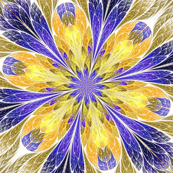 Beautiful Fractal Flower Stained Glass Window Style Purple Gold You — Stock Photo, Image
