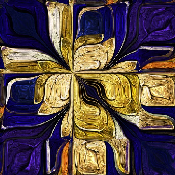 Αφηρημένη Στυλιζαρισμένο Λουλούδι Μπλε Χρυσό Μοντέρνα Τέχνη Μπορείτε Χρησιμοποιήσετε Για Εικόνα Αρχείου