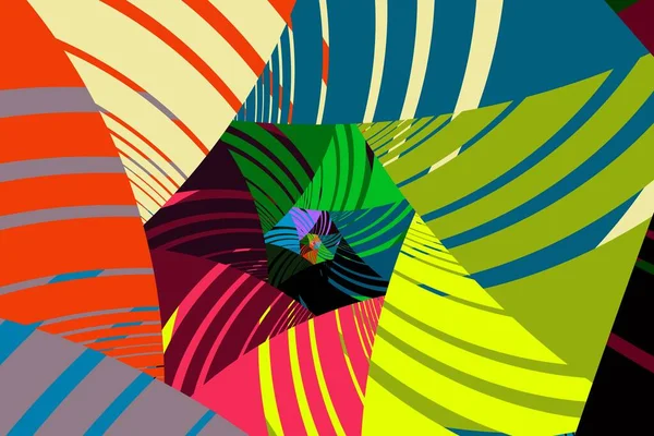 Abstrakter Flacher Geometrischer Und Kurvenreicher Mehrfarbiger Hintergrund Retro Stil Vorlage — Stockfoto
