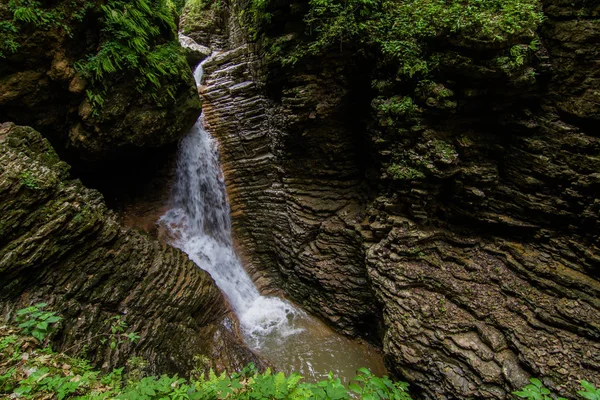 Cascade Cascades Dans Une Gorge Étroite Entre Les Rochers Images De Stock Libres De Droits