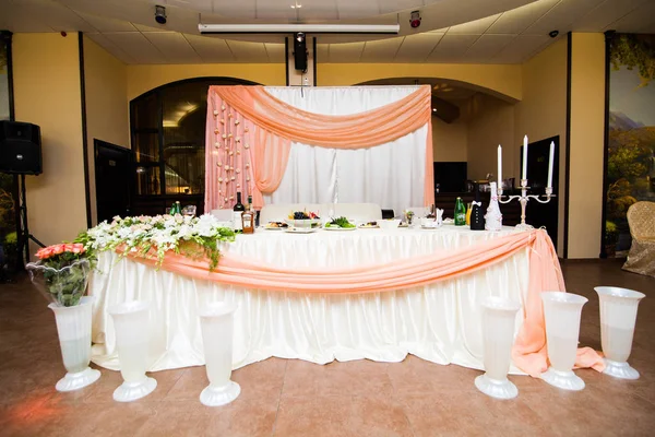 Boş Tablo Bir Düğün Yemeği Için Ayarla — Stok fotoğraf