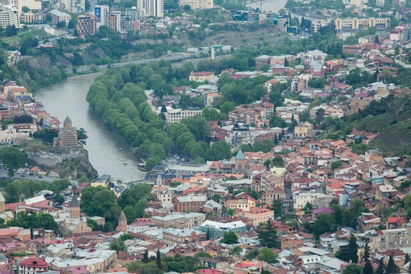 Panorama Ciudad Vista Superior Del Río Kura Tiflis Georgia — Foto de Stock