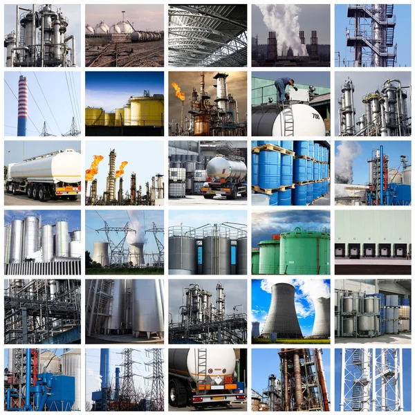 Collage Impianti Energia Chimica — Foto Stock