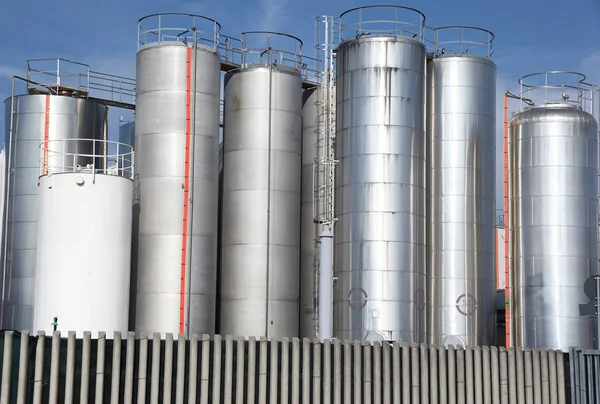 Silos Metálicos Una Planta Química — Foto de Stock