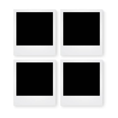 Beyaz arka plan üzerinde dört eski Polaroid