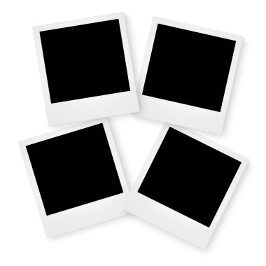 three Old Polaroid on white background clipart