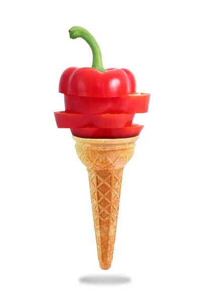 Delicious Ice Cream Cone Pepper Taste — Stock Photo, Image