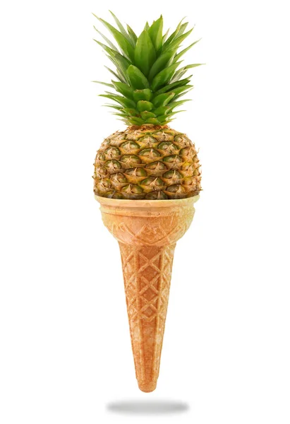 Delicious Ice Cream Cone Pineapple Taste — Stock Photo, Image